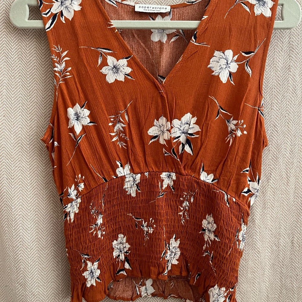 Paper Crane Orange Floral Top